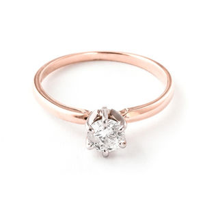 14K. GOLD SOLITAIRE RING WITH 0.40 CT. H-I, SI-2 NATURAL DIAMOND (Rose Gold)